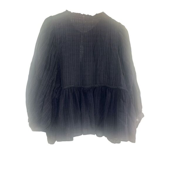 ✨AMERICAN EAGLE WOMEN BLACK LONG-SLEEVE PEASANT SZ MEDIUM BLOUSE✨ - Picture 7 of 10